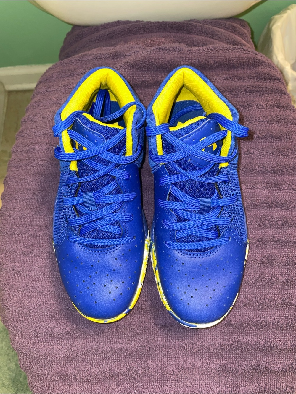 Under Armour Kids Royal Blue and Yellow Athletic Sneakers
